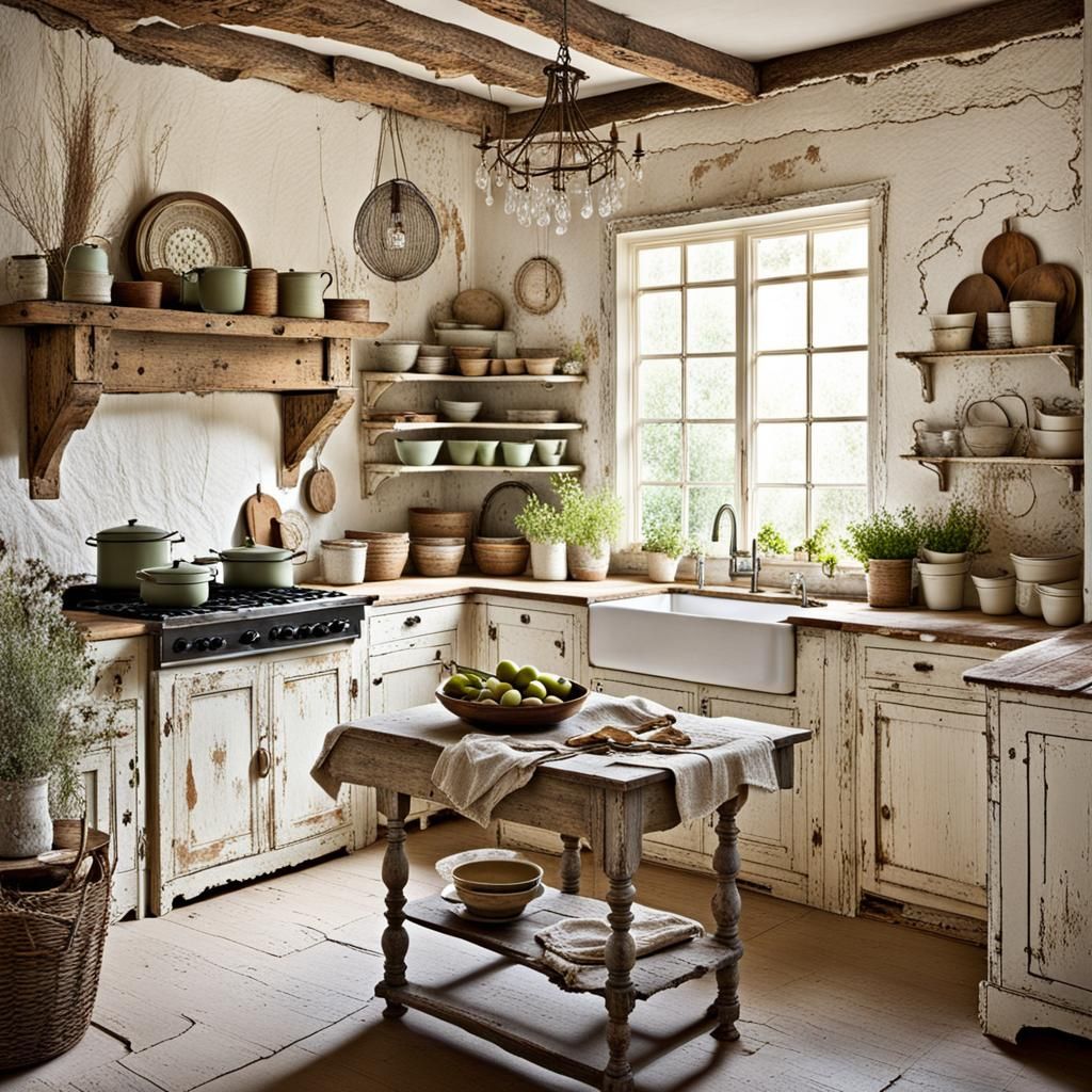 Shabby Chic Kitchen with Rustic Elements
