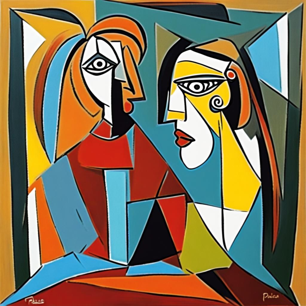 Abstract Female Portrait in Cubist Style