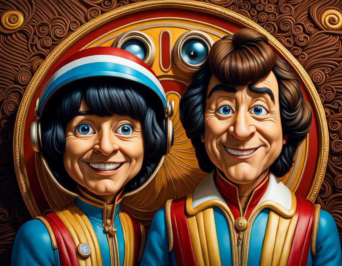 cartoon Mork and Mindy characters