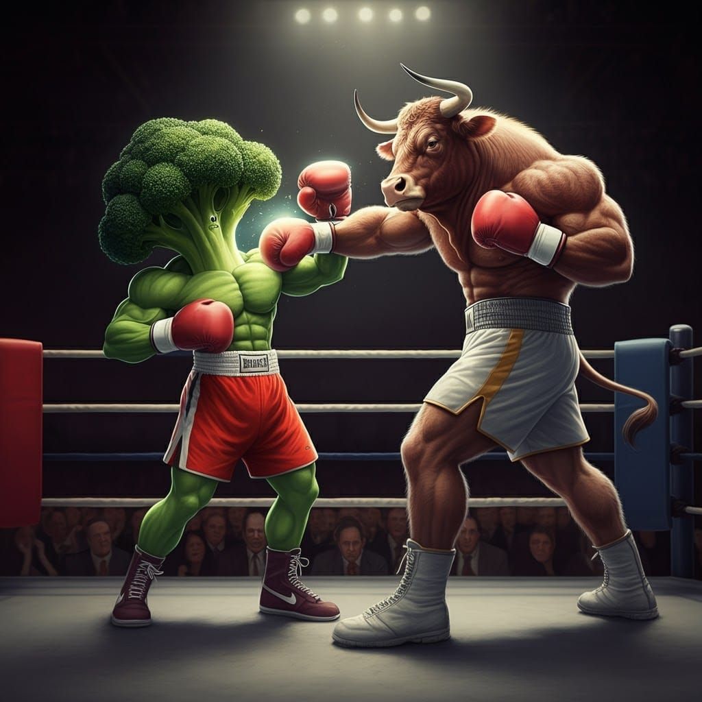 Broccoli Knocks Out Bull in Surreal Boxing Match