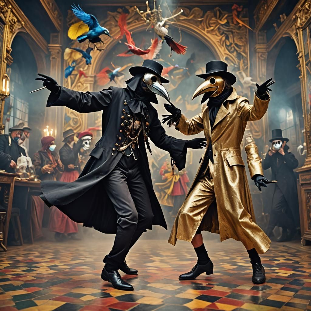 Plague Doctors Dancing in LaChapelle Style