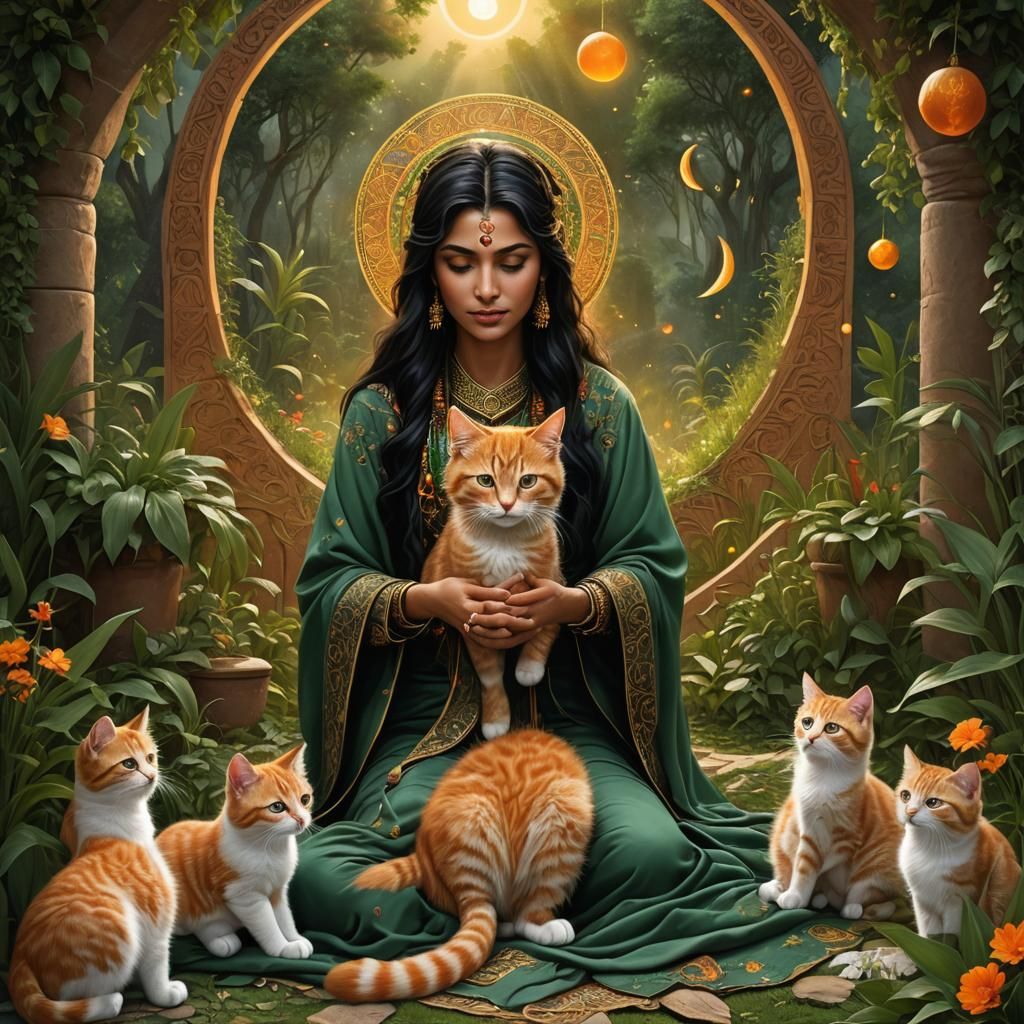 Sufi Shaman Healer with Kitten: A Digital Painting