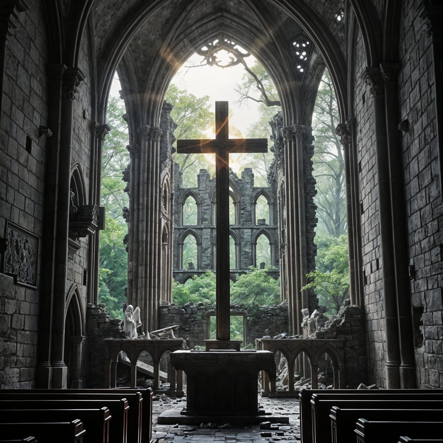 Holy Ghost Light in Cathedral Ruins
