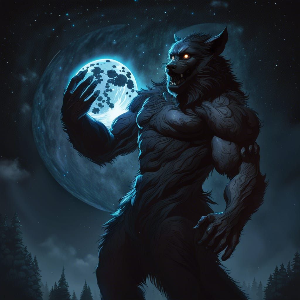 Werewolf and Moon Dark Fantasy Concept Art
