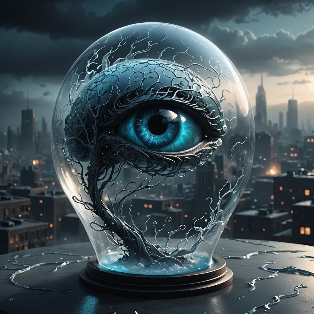 Eerie Glass Brainscape in Dark Fantasy 3D Render
