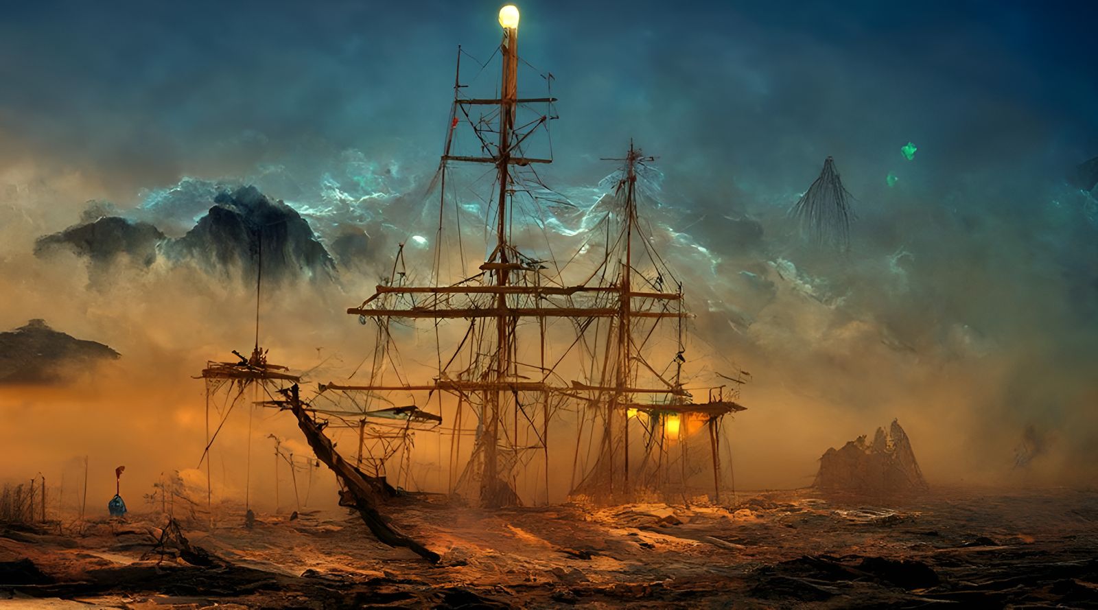 Ghost ship rising from the depths