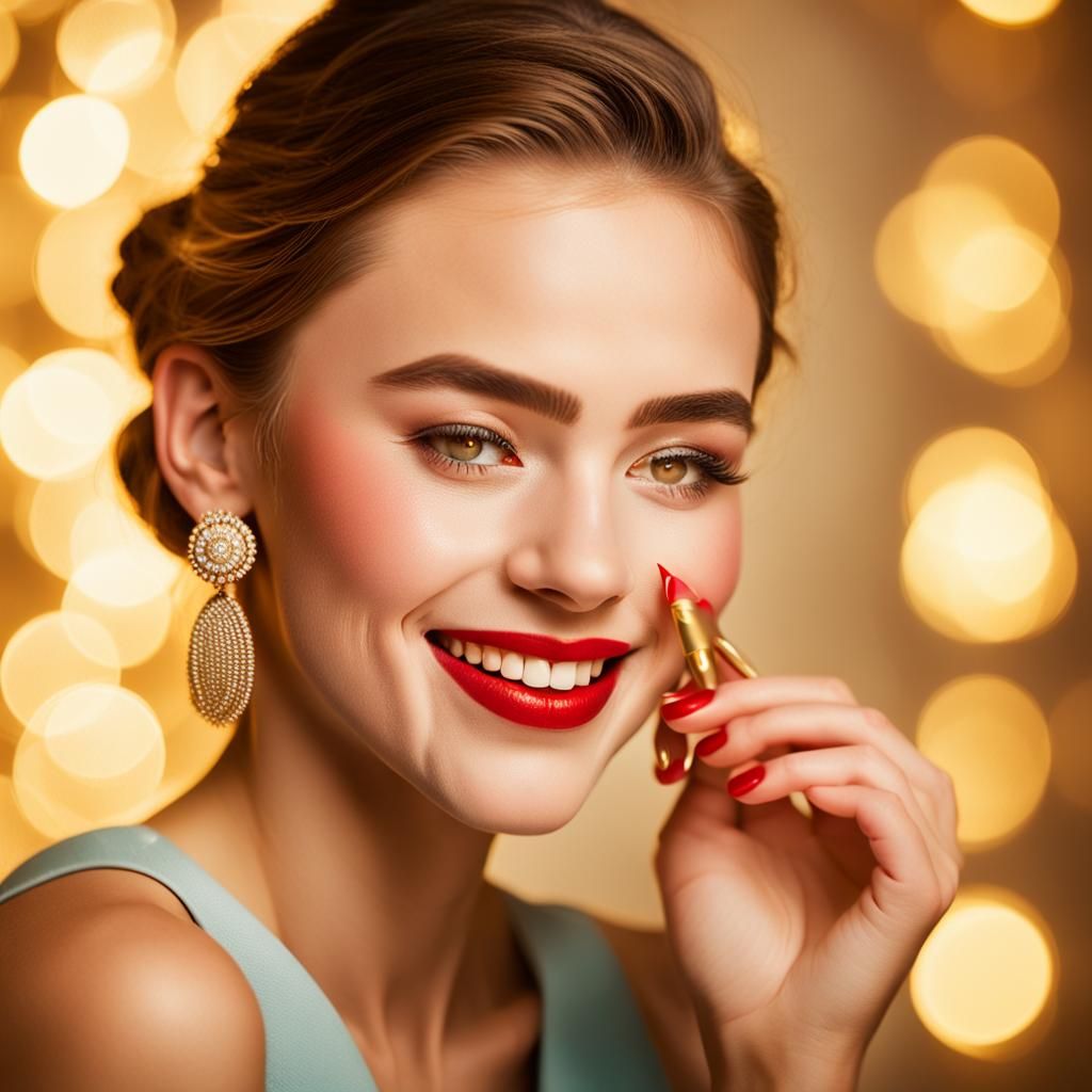 Radiant Portrait of Young Woman with Golden Lighting