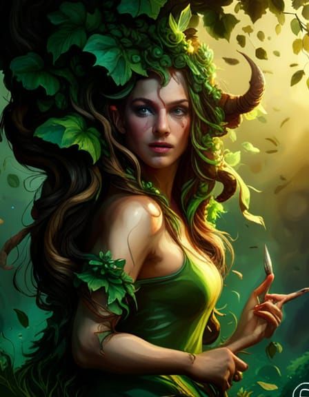 Lady covered in vines