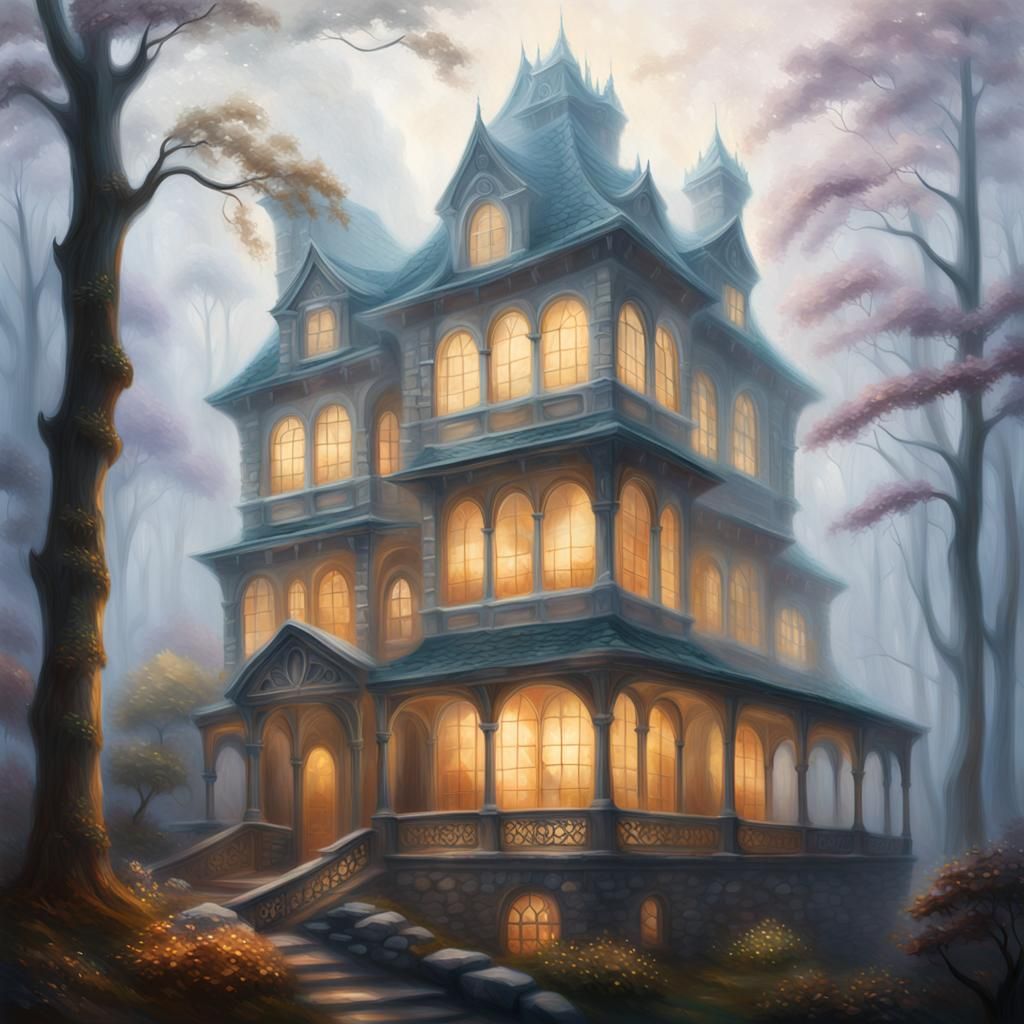 Ethereal Fantasy Architecture in Golden Light