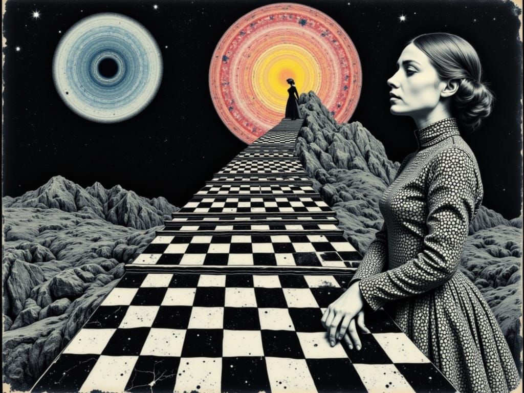 Alice, Neo, and the Escher Staircase in Pop Art