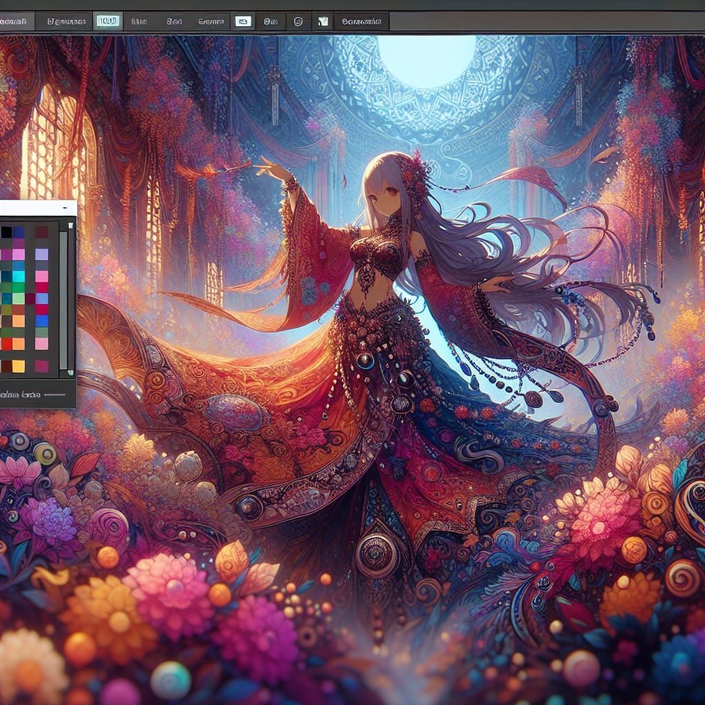 Fantasy Sari in Anime Style Matte Painting