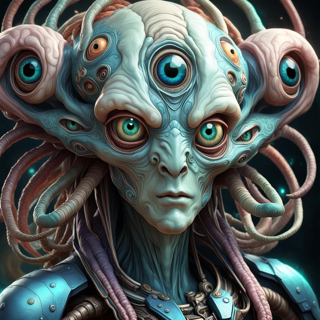 Extraterrestrial Parasite Portrait in Hyperdetailed Style