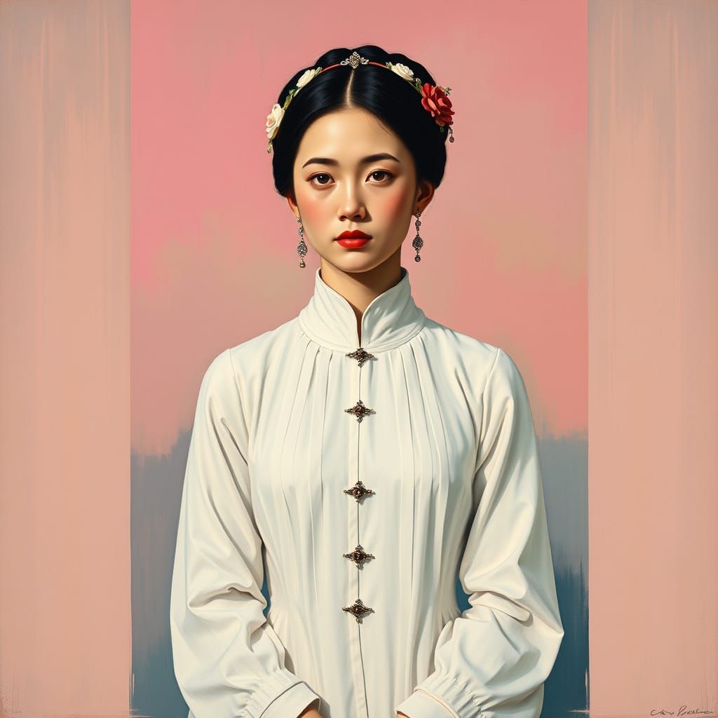 Pop Art Portrait of Elisabeth Lederer in Imperial Dress