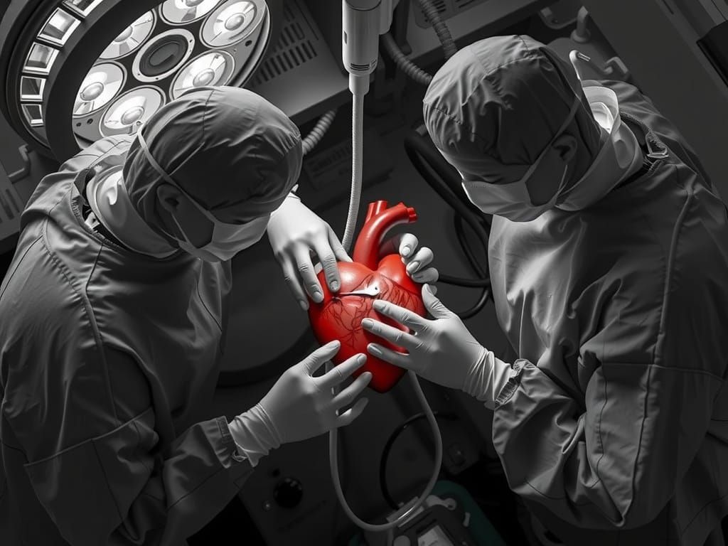 Intense Open Heart Surgery Photo in Black and White