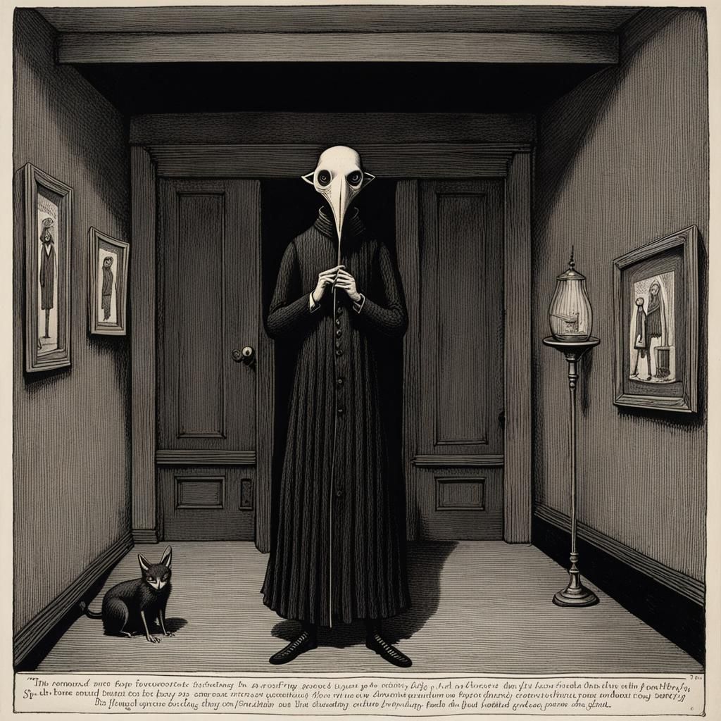 Plague Doctor Ritual, Gothic Horror Illustration