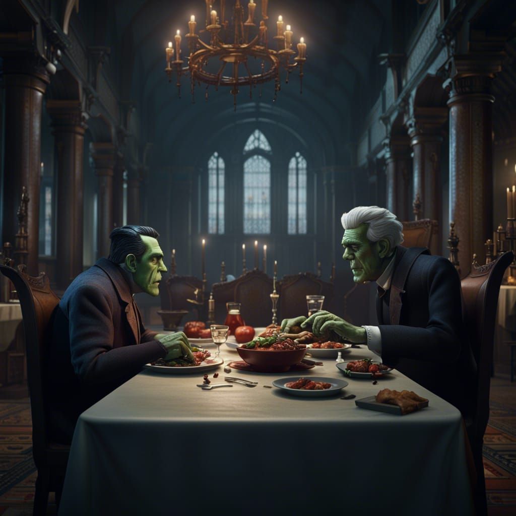 Dr. Frankenstein and Igor's Dinner: Fantasy Concept Art
