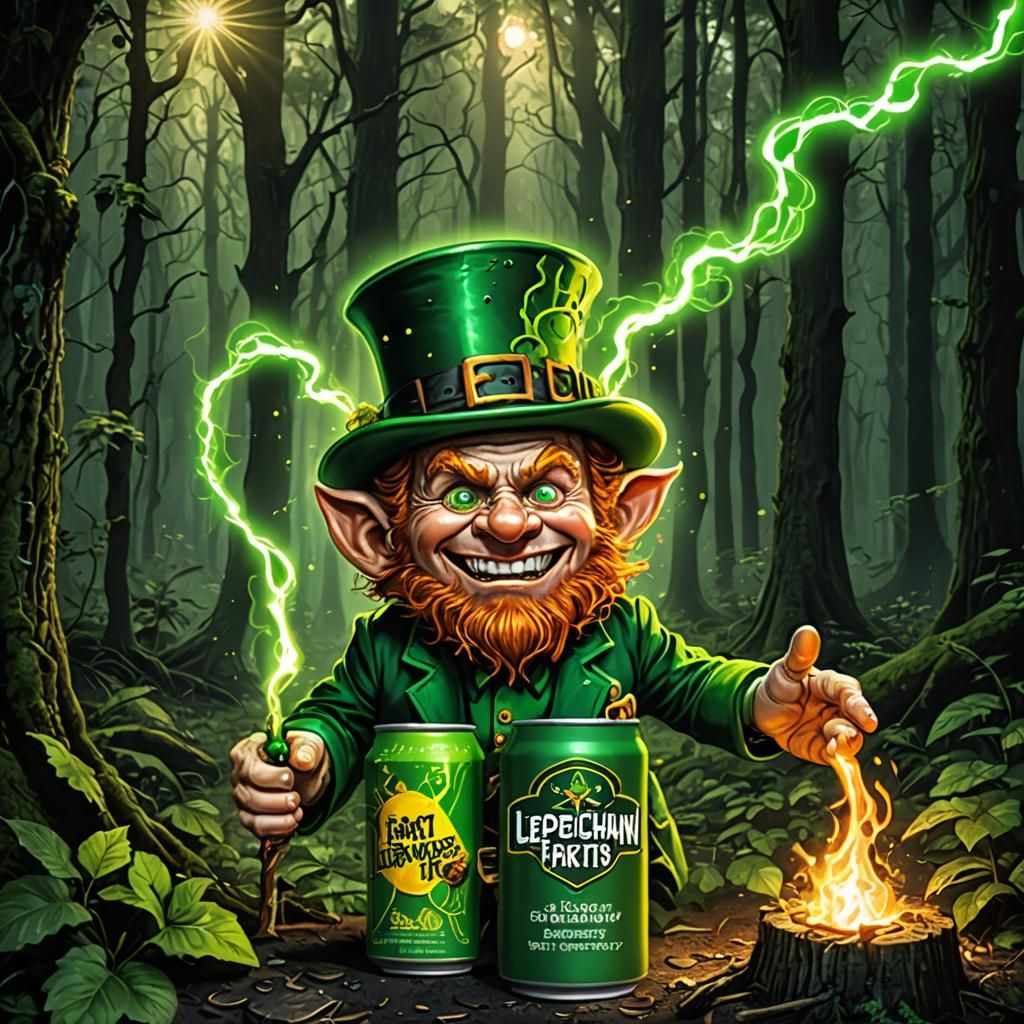Leprechaun Farts Energy Drink in Dark Green Can