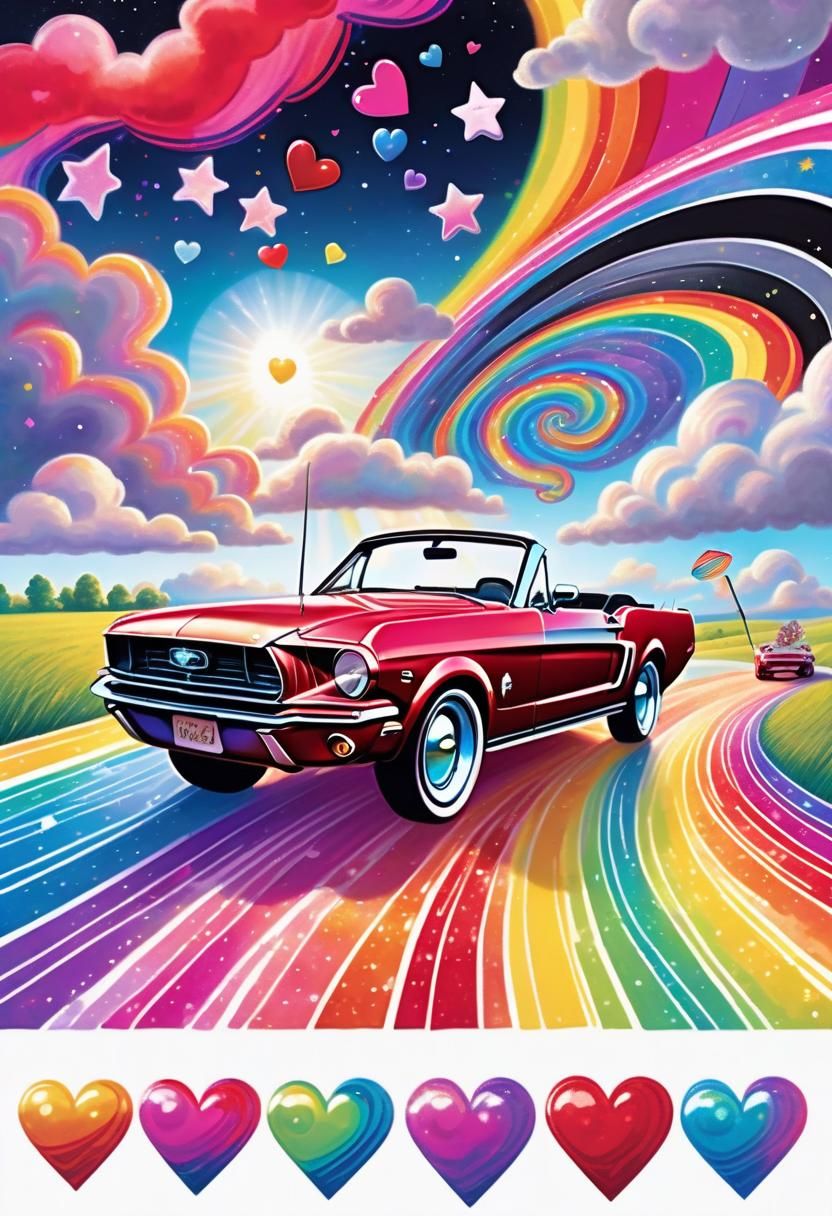 Psychedelic Cat Drives Rainbow Road: Splash Art