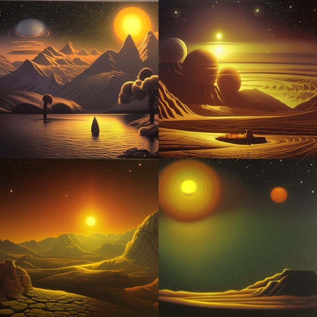 Good Night Scene in Space Art Style