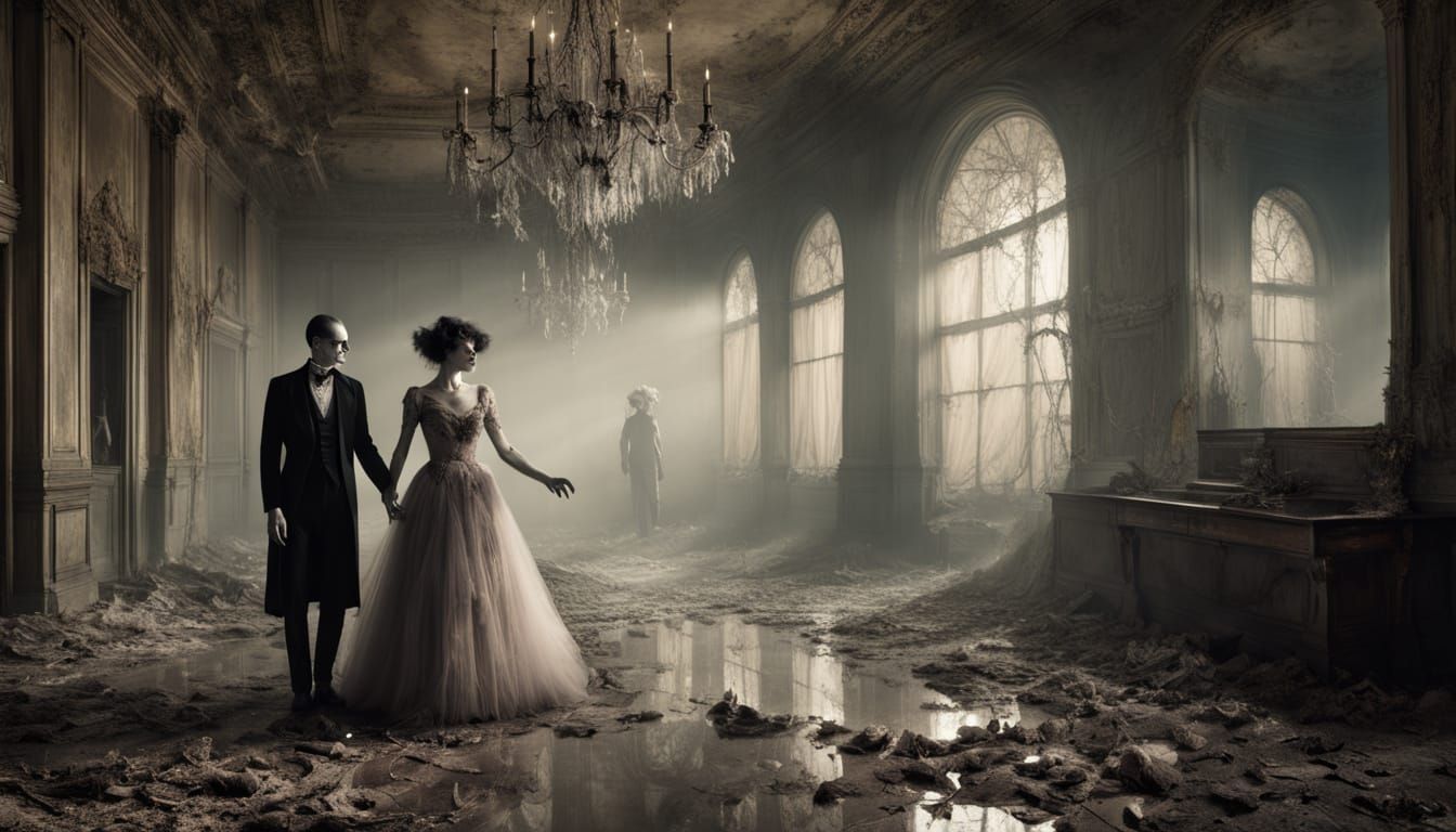 Zombie Couple Dancing in Ethereal Moonlight