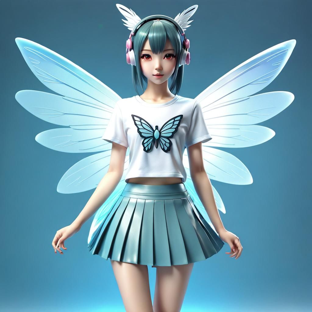 Modern Anime Fairy with Sci-Fi Wings