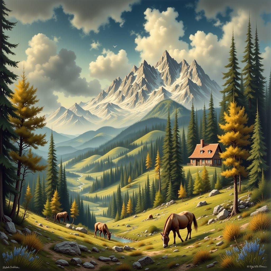 Lush Landscape Painting in Expressive Style