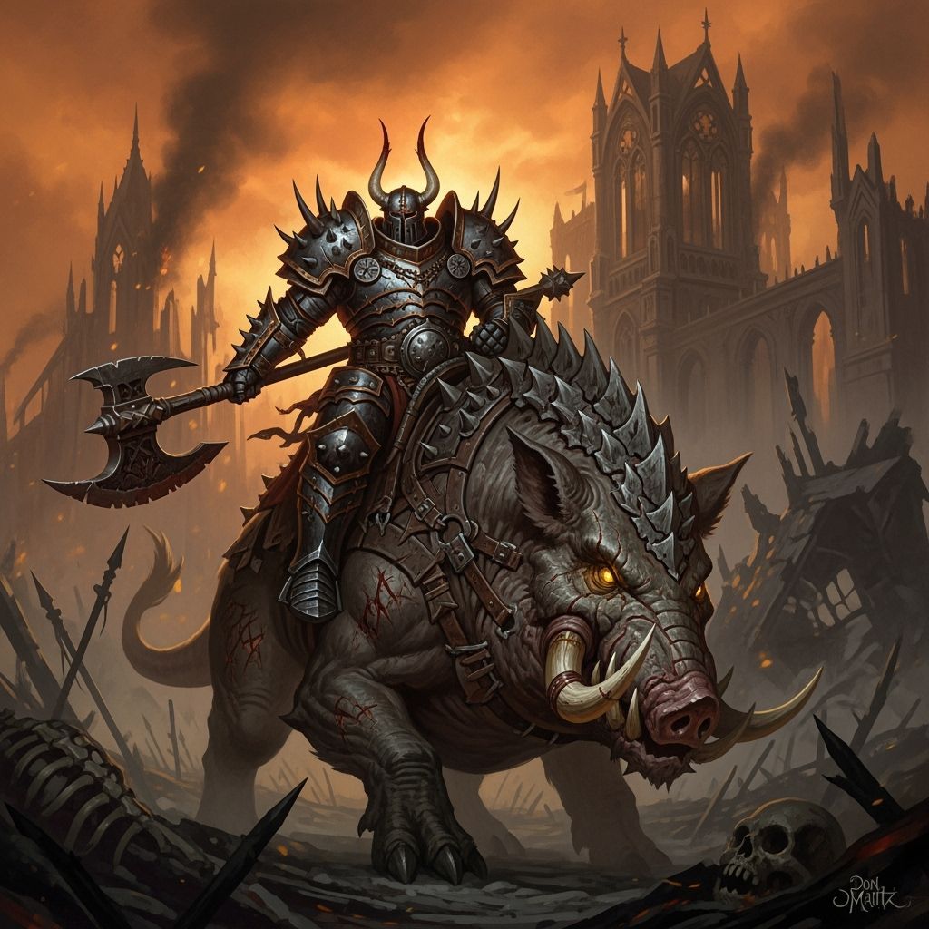 Grimdark Fantasy Scene in Dark Painting Style