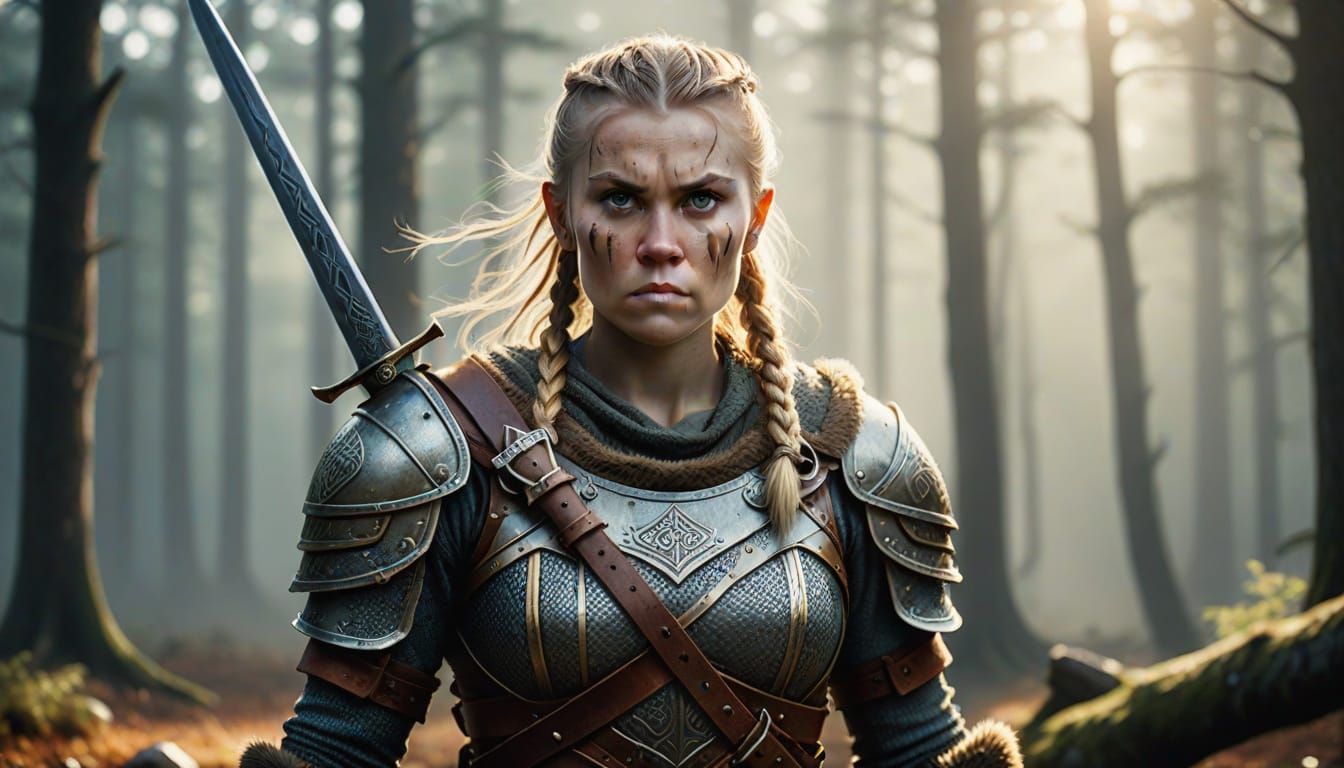 Beautiful Viking Warrior Portrait in Hyper-Realistic Detail