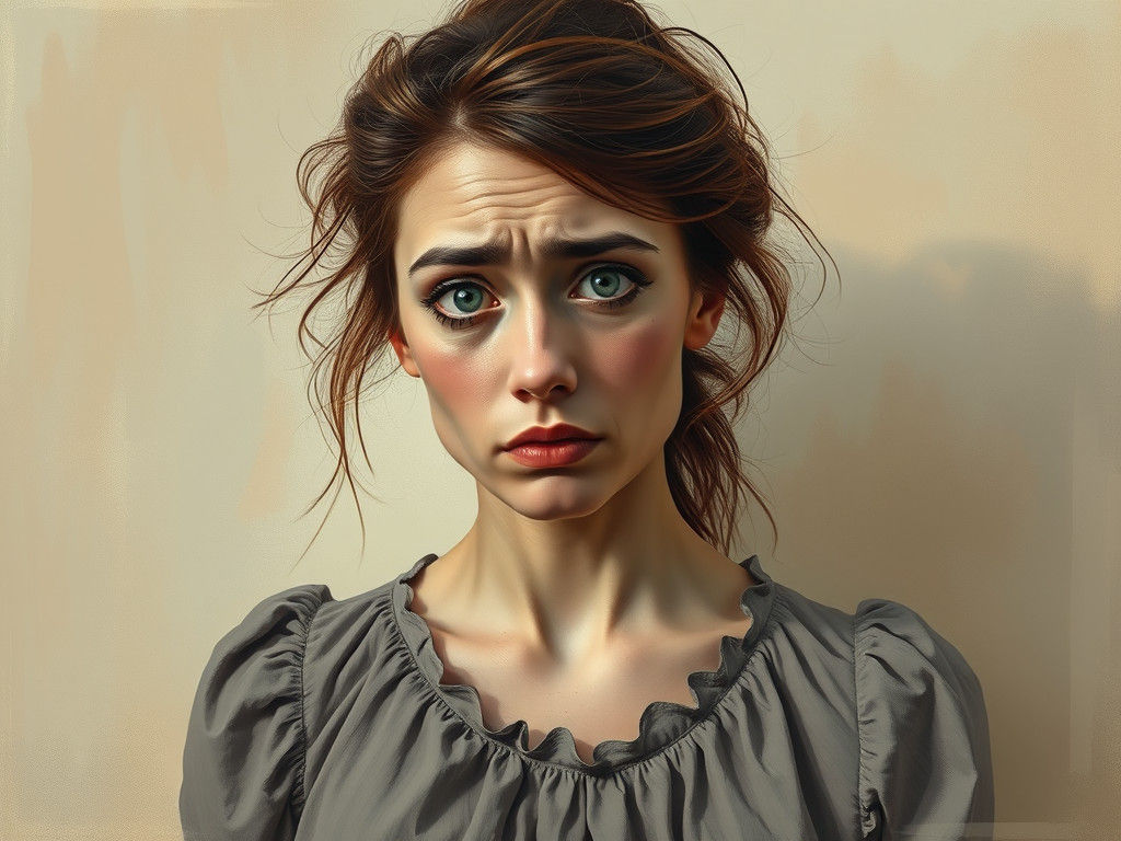 Woman Overwhelmed with Anxiety in Soft Impressionist Colors