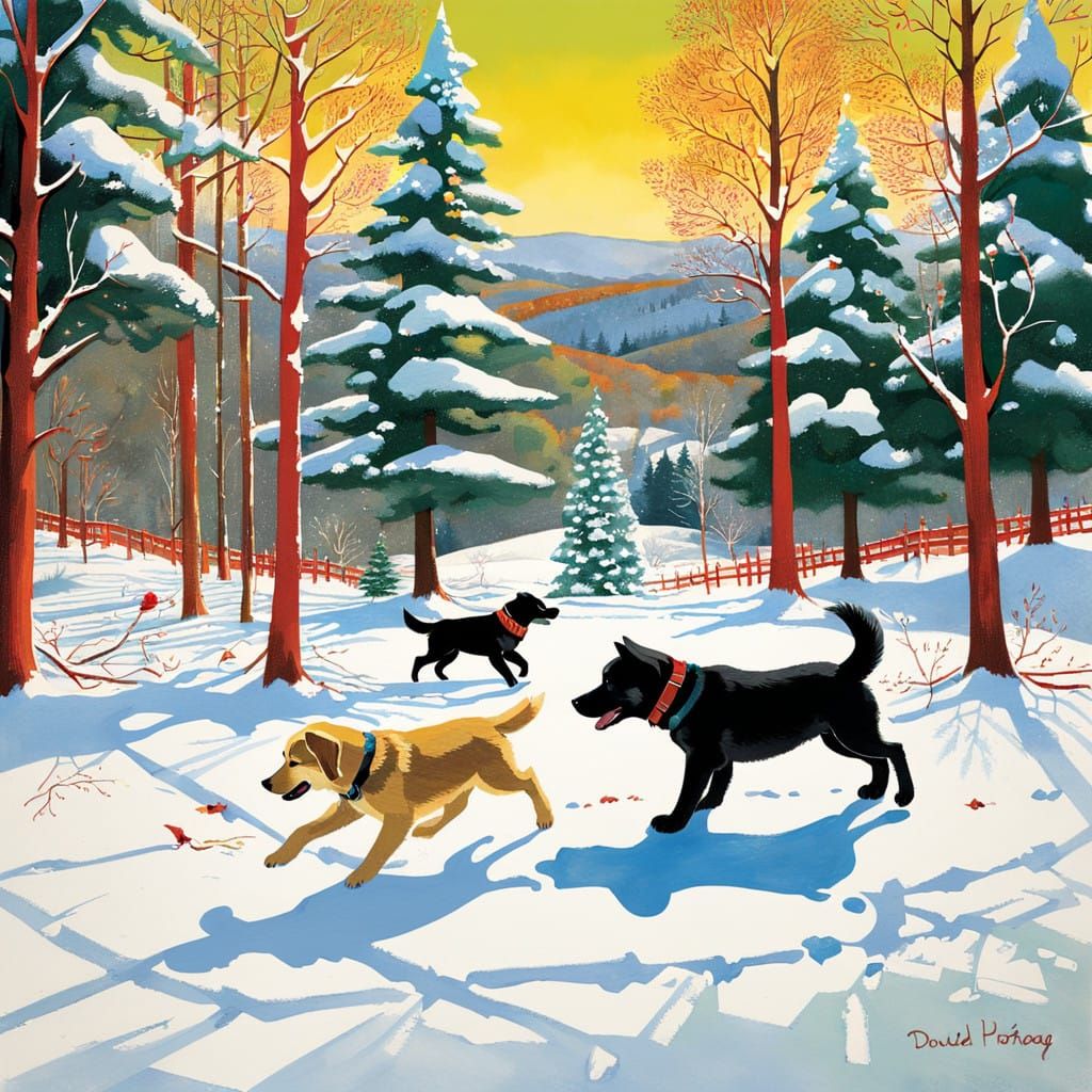 Joyful Christmas Scene in a Cozy Dog Rescue