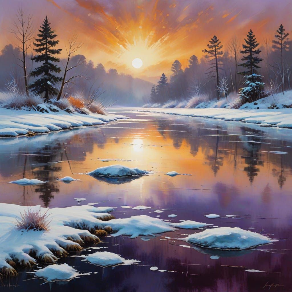 Warm Sunset Melts into Tranquil Nighttime Winter Scene in Wa...