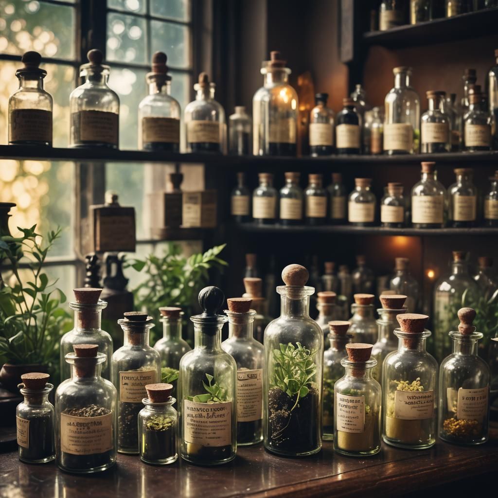 Poisonous Apothecary: Glass Bottles in Dark Photography Styl...