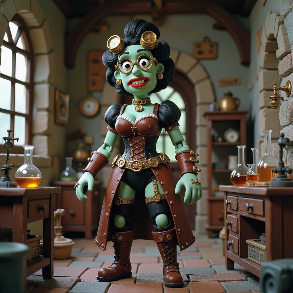 Steampunk Frankenstein Monster in Aardman Claymation Style