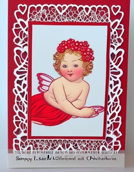 Adorable Cherub Valentine's Day Card Illustration
