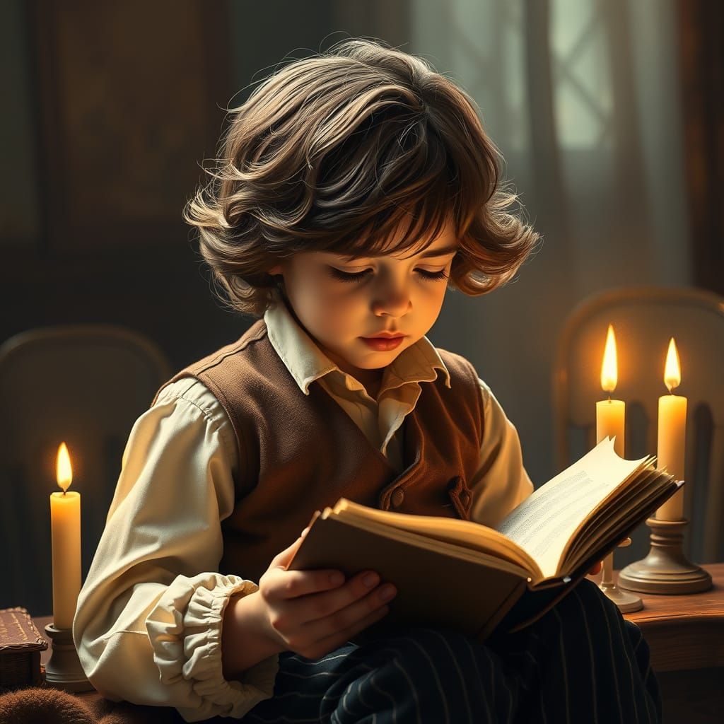 Boy by Candlelight, Vintage Whimsy