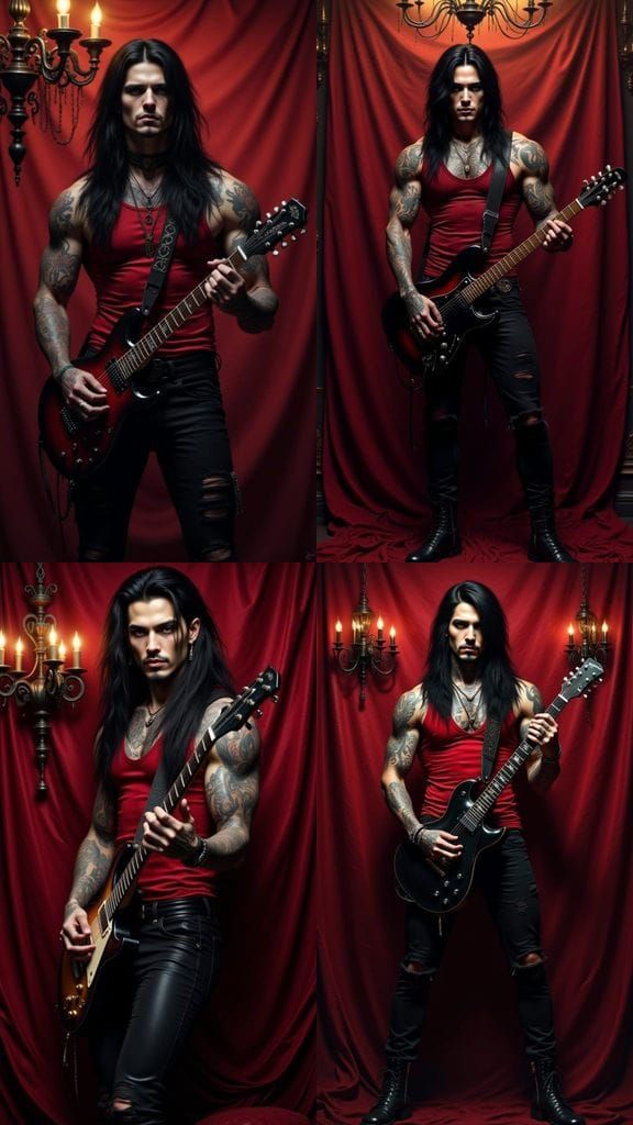 Muscular Tattooed Musician on Album Cover