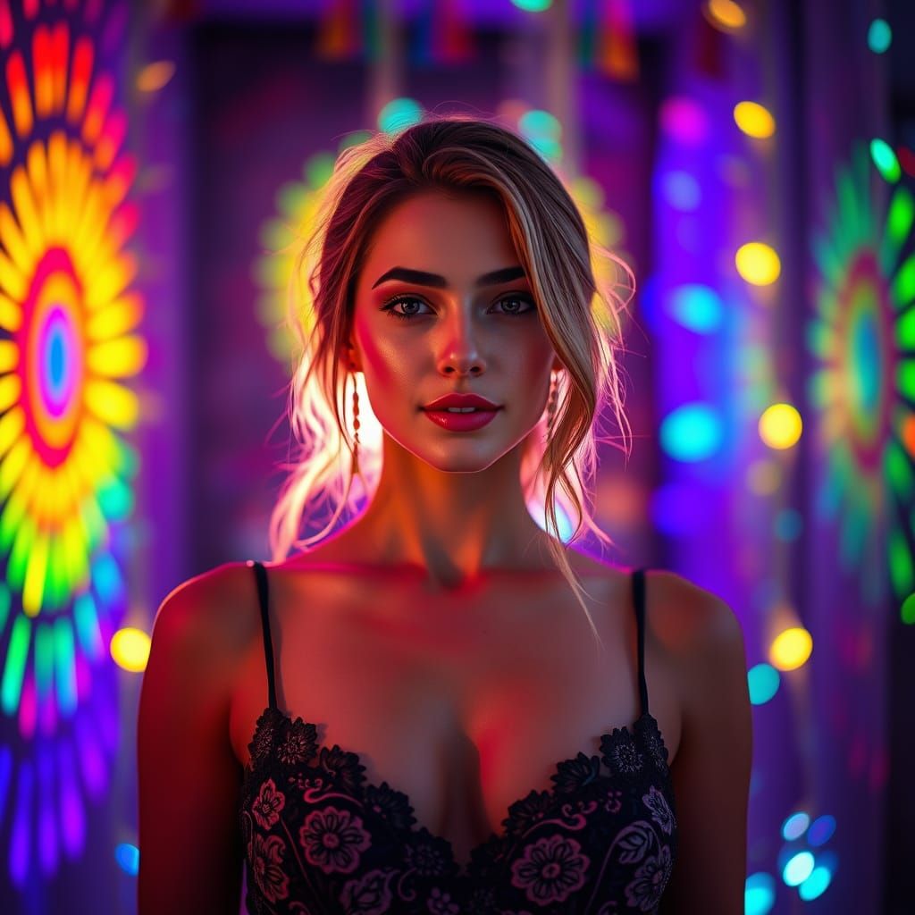 Sensual Woman in Vibrant Enlightenment