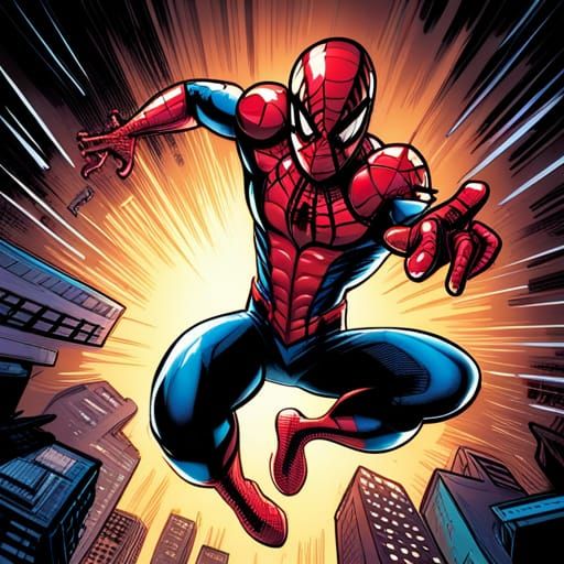 Spiderman in Modern Comic Book Art Style