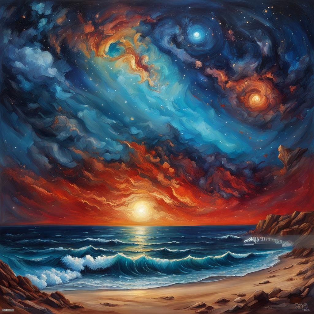 Arabian Coast Galaxy: Abstract Oil Sketch