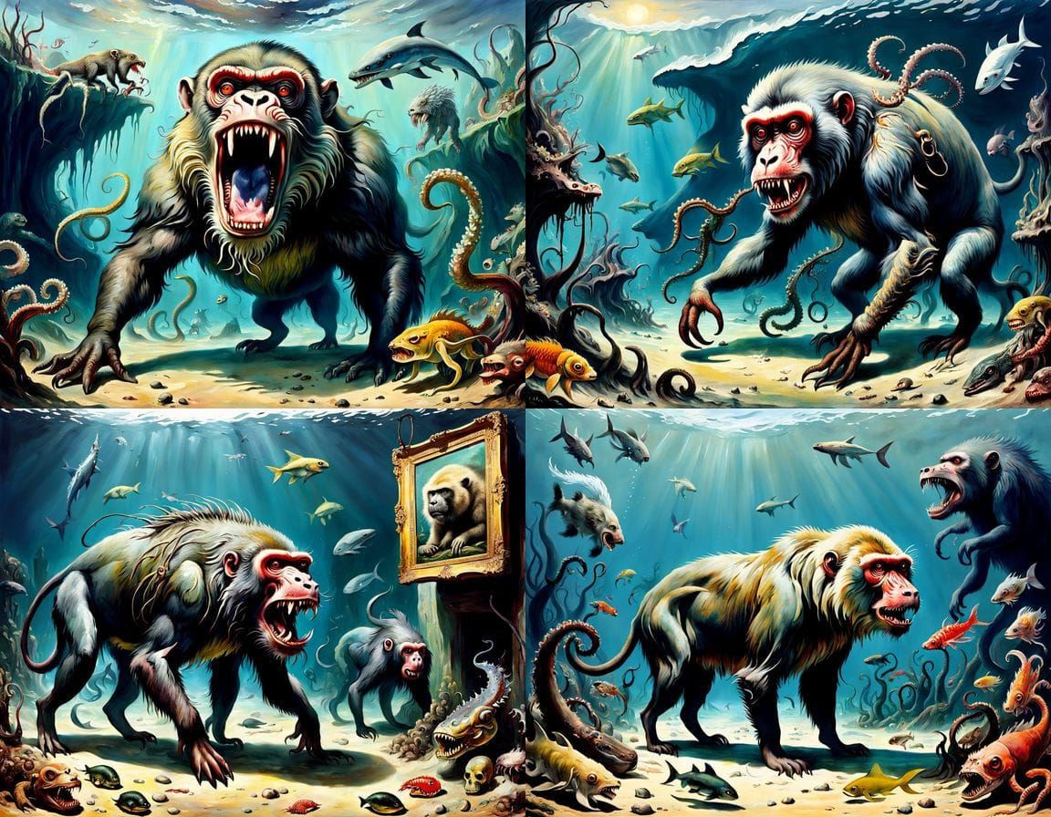 Horrific Mutant Creature in Romantic Style