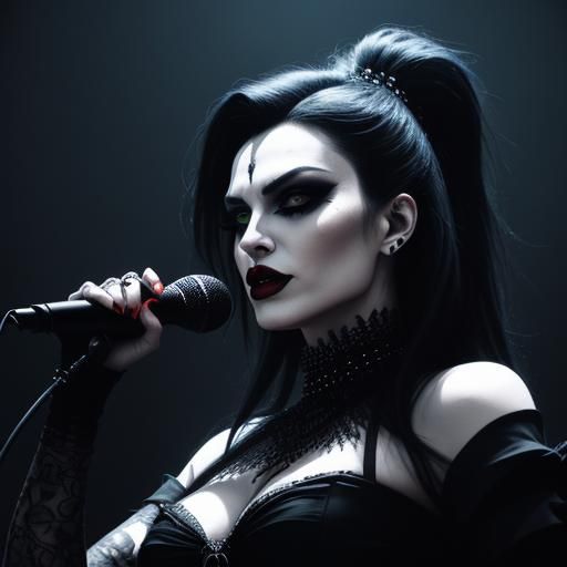 Demonic Rockstar Portrait in Dark Gothic Style