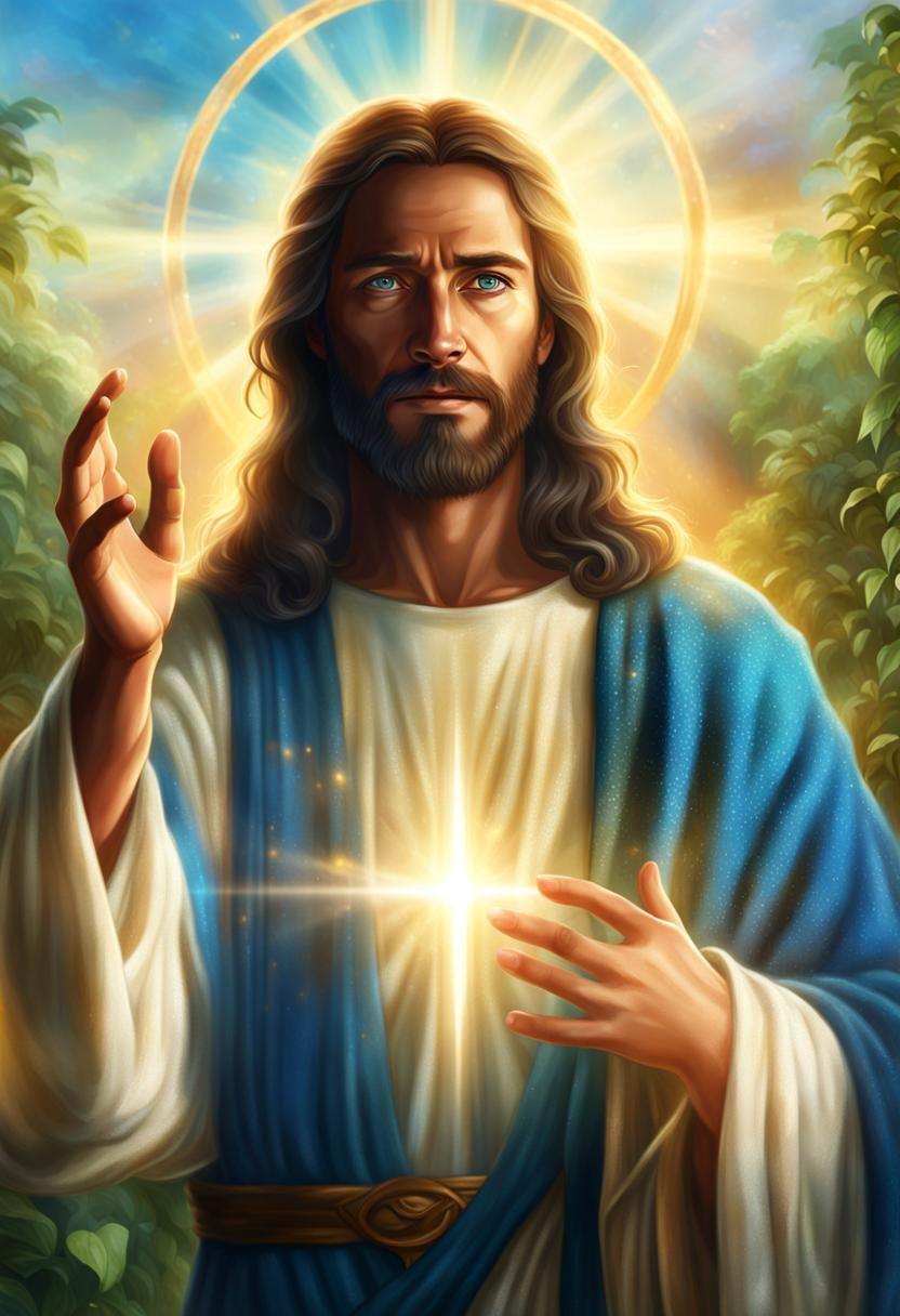 Hyperrealistic Fantasy Portrait of Jesus in Ancient Temple