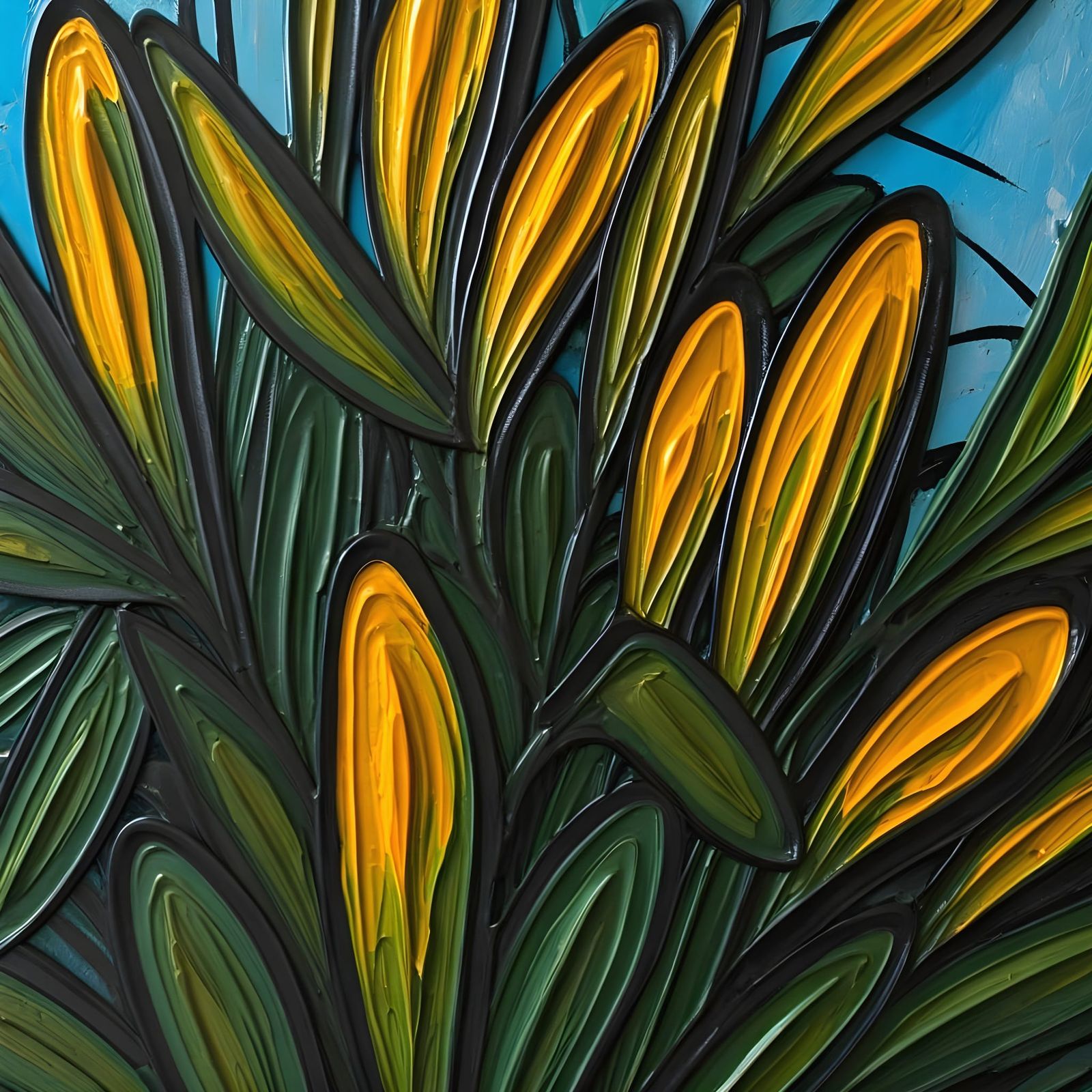 Vibrant Impasto Painting with Chunky Textures and Irregular ...