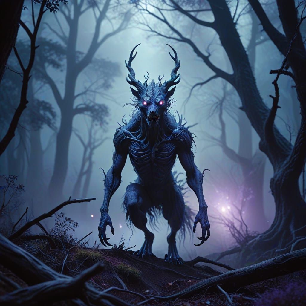 Ethereal Chupacabra Haunts Misty Forest