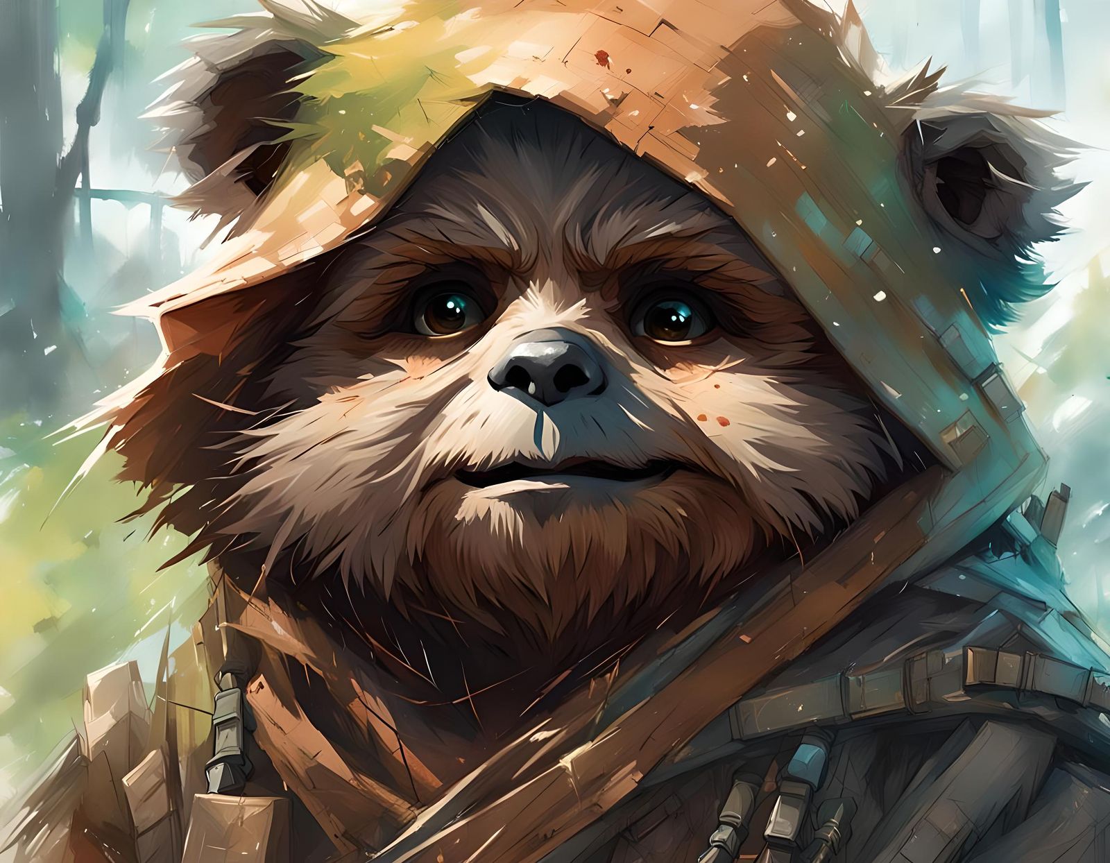 Happy Ewok Portrait in Sunny Landscape