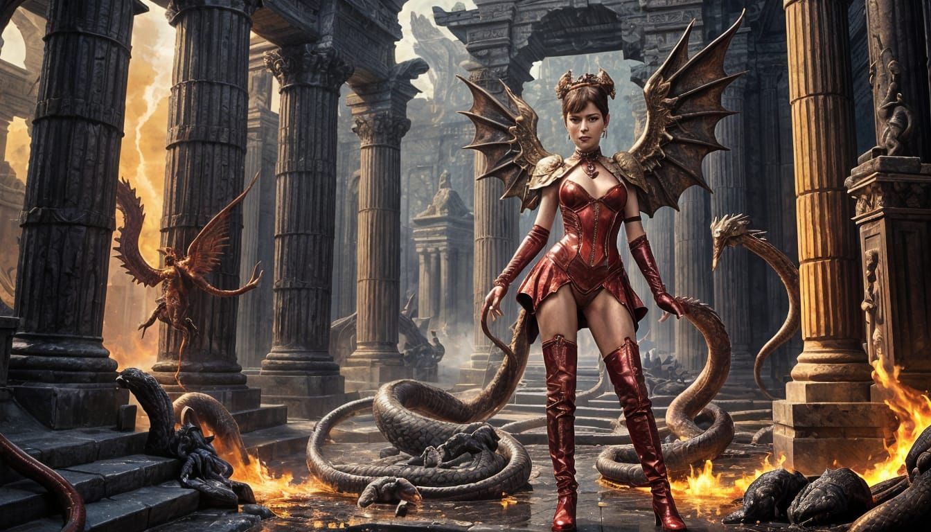 Golden Dragon Guardian in Dark Fantasy Style