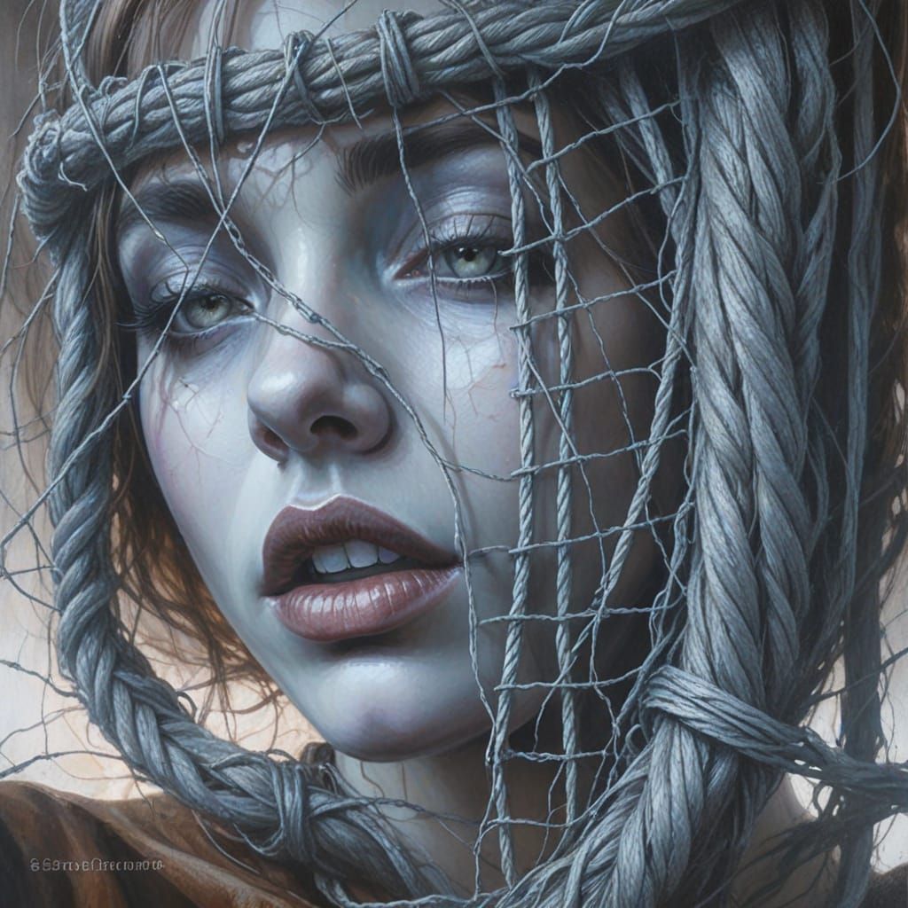 Ethereal Gothic Portrait with Twisted Vines and Golden Glow