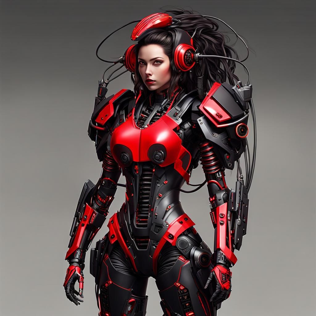 Cyberpunk Warrior in Bio-Mechanical Armor