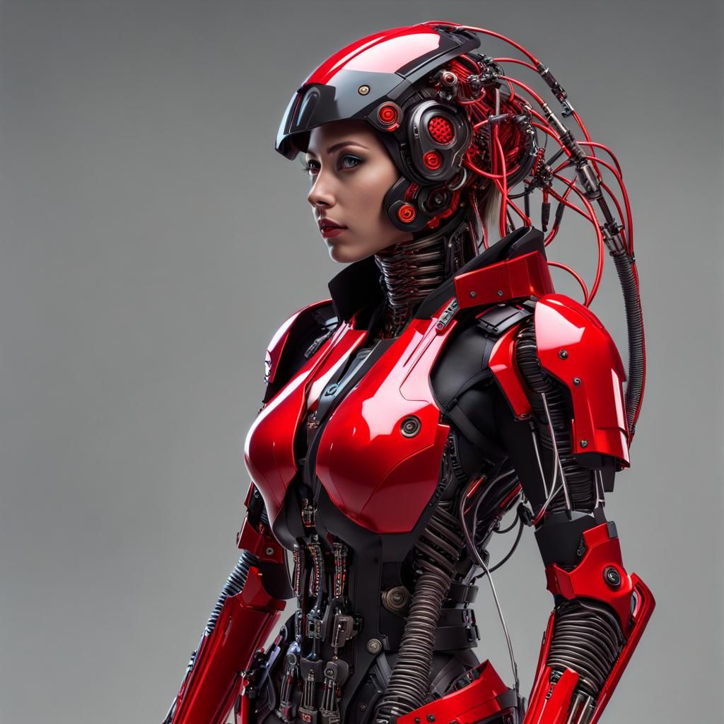 Cyberpunk Girl in Futuristic Bio-Mechanic Armor