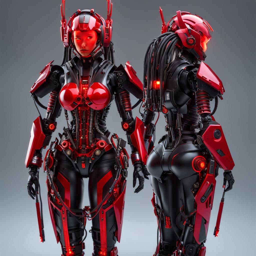 Cyberpunk Warrior Girl in Bio-Mechanical Armor